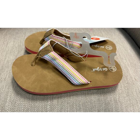 NWT Girls Cat & Jack Tan Ava Tong Sandals - Small (13/1) - Picture 3 of 4